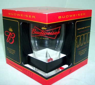 Budweiser four pack Tulip Glasses